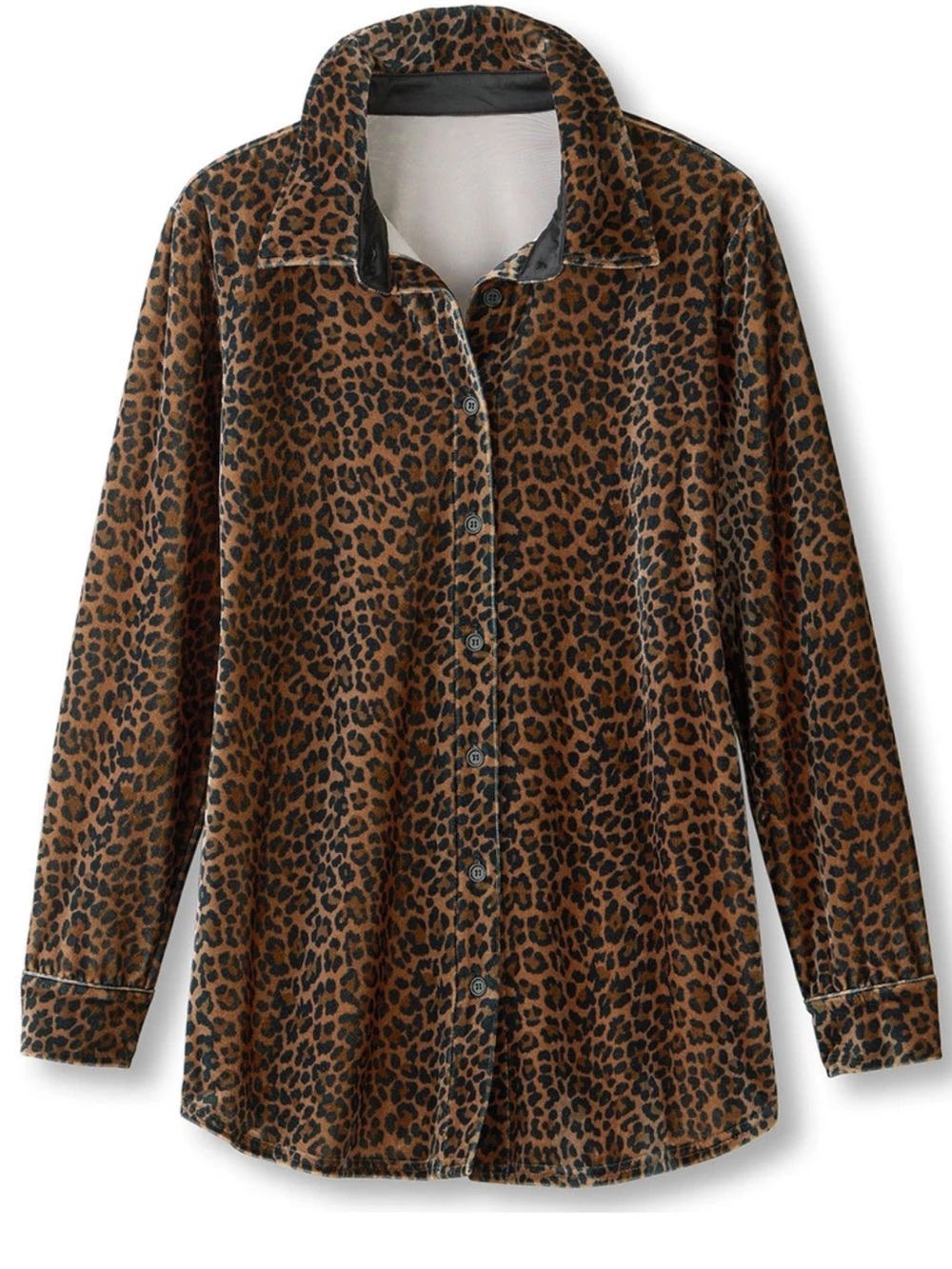 Soft Surroundings Leopard Print Velvet Blouse in Brown Sz M